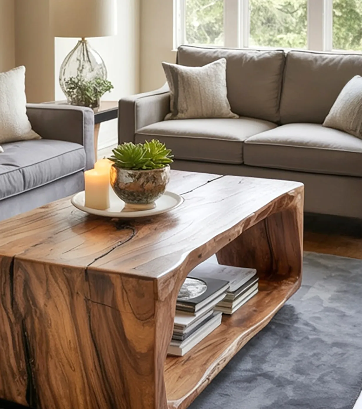 Walnut Live Edge Coffee Table – Handmade Solid Wood Slab, Modern Natural Design - Image 4