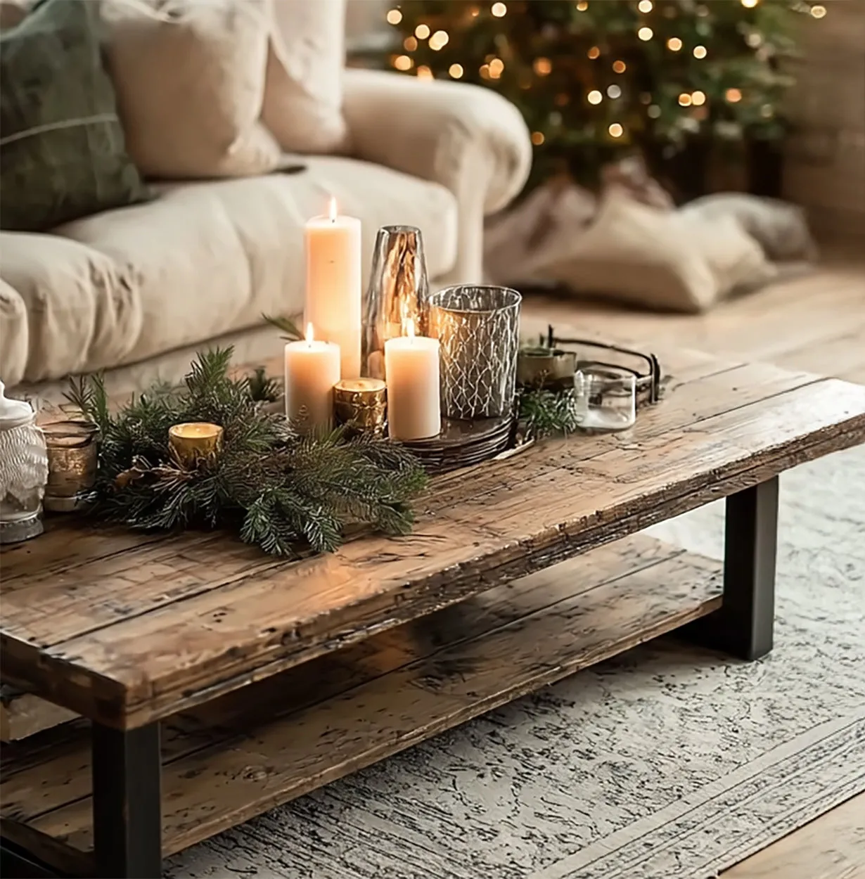 Rustic Farmhouse Coffee Table – Handmade Live Edge Solid Wood with Metal Legs - Image 2