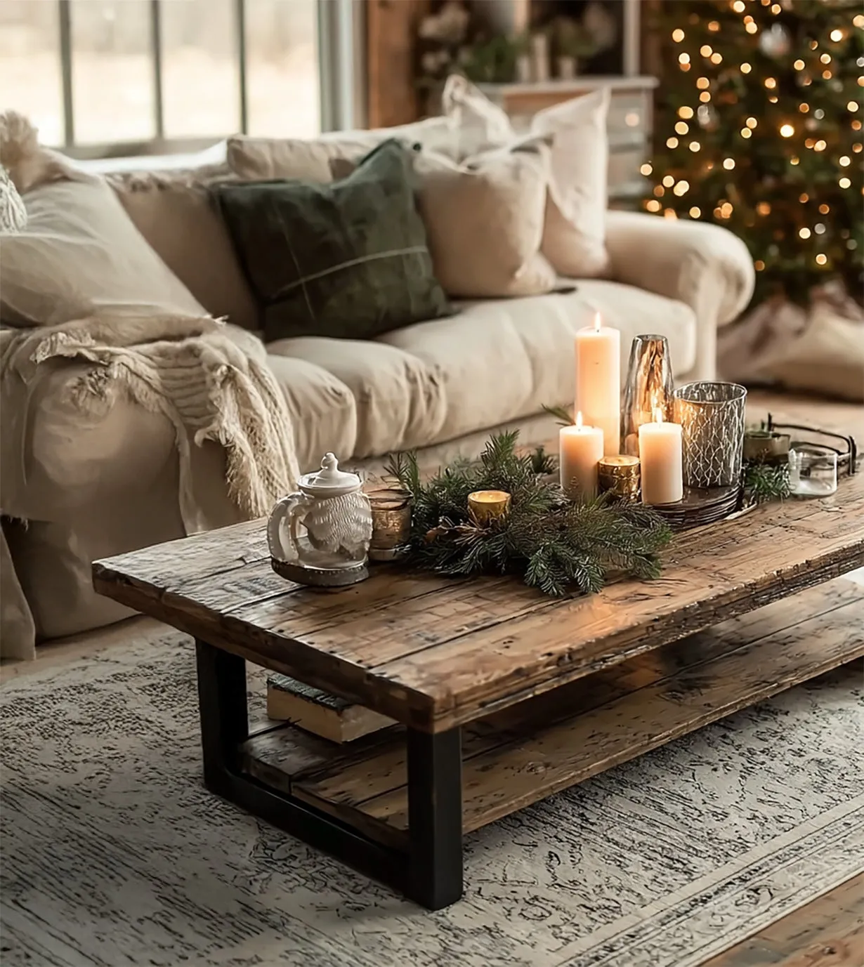 Rustic Farmhouse Coffee Table – Handmade Live Edge Solid Wood with Metal Legs - Image 3