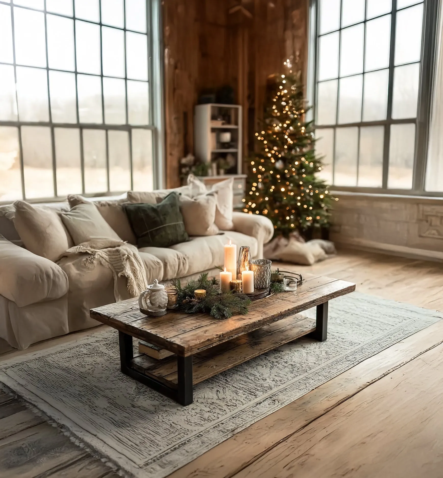 Rustic Farmhouse Coffee Table – Handmade Live Edge Solid Wood with Metal Legs - Image 4
