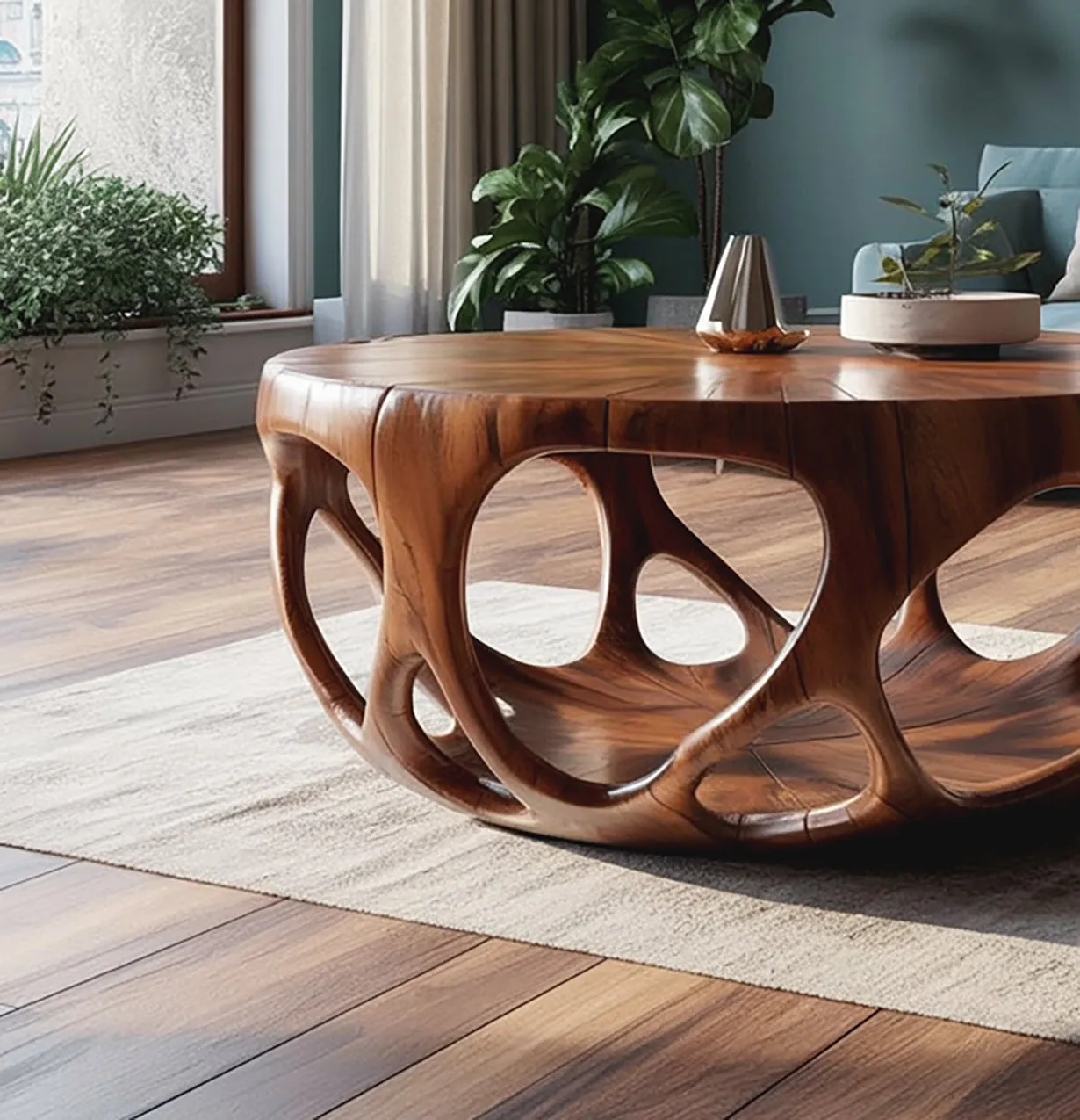 Live Edge Coffee Table – Solid Wood Rustic Farmhouse Round Table, Handmade Decor Gift - Image 2