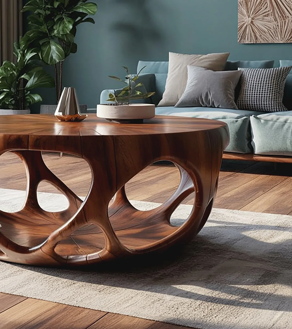 Live Edge Coffee Table – Solid Wood Rustic Farmhouse Round Table, Handmade Decor Gift - Image 3