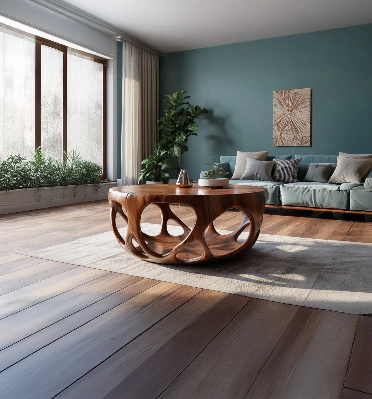Live Edge Coffee Table – Solid Wood Rustic Farmhouse Round Table, Handmade Decor Gift - Image 4