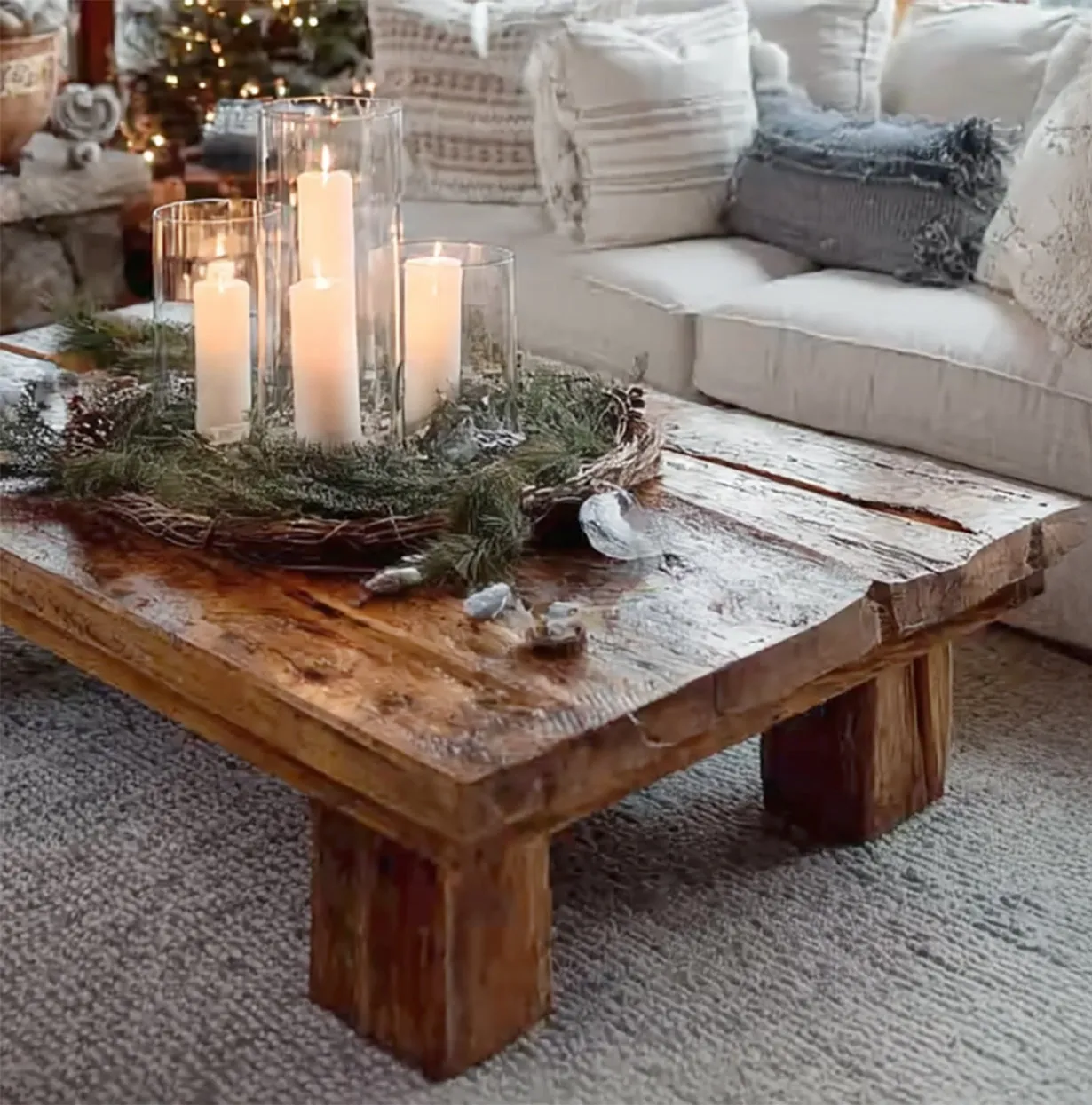 Handmade Live Edge Wooden Coffee Table – Rustic Home Furniture, Mid Century Rustic Coffee Table - Image 4