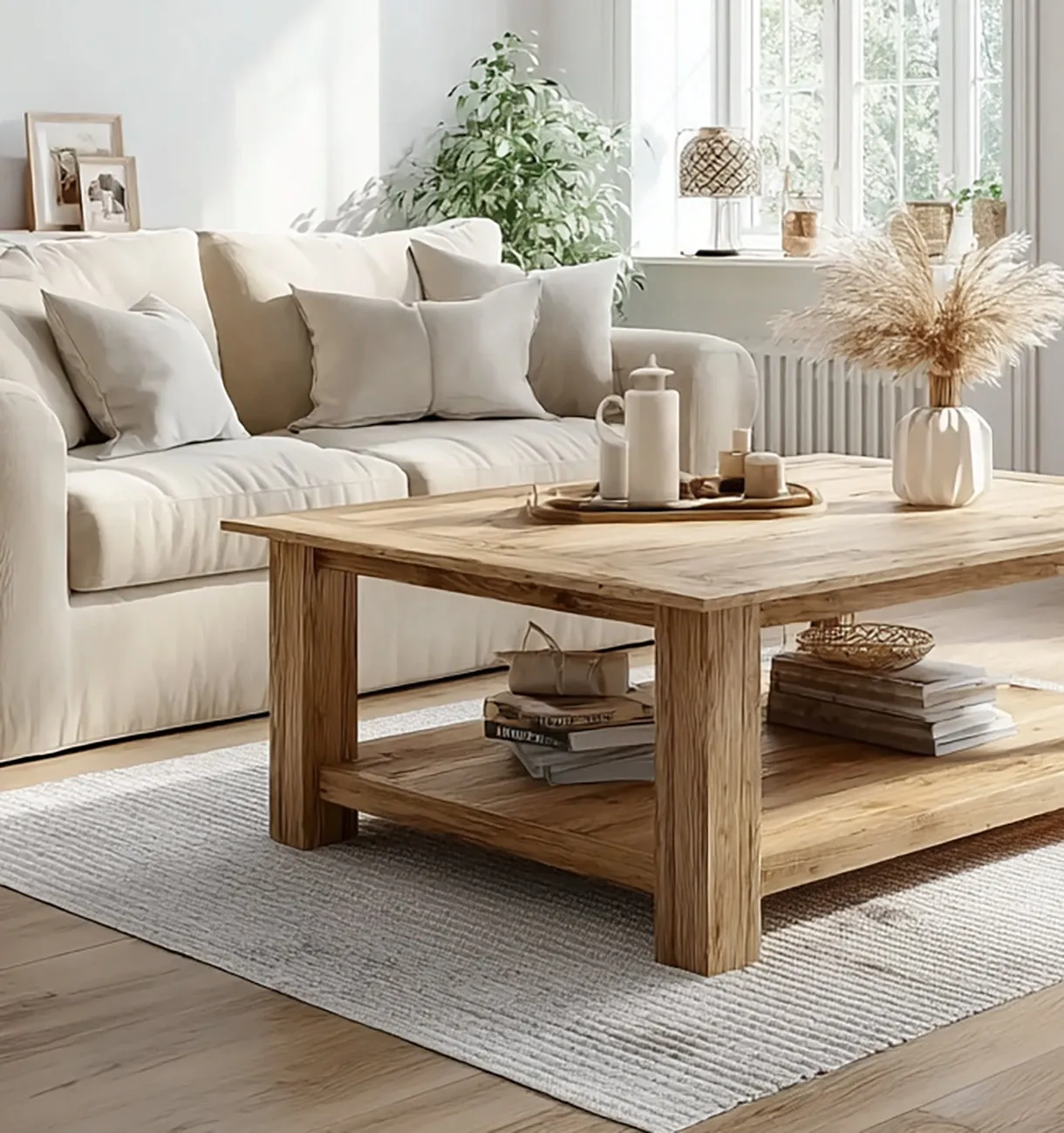 Rustic Low Coffee Table – Live Edge Reclaimed Wood Farmhouse Furniture - Image 3