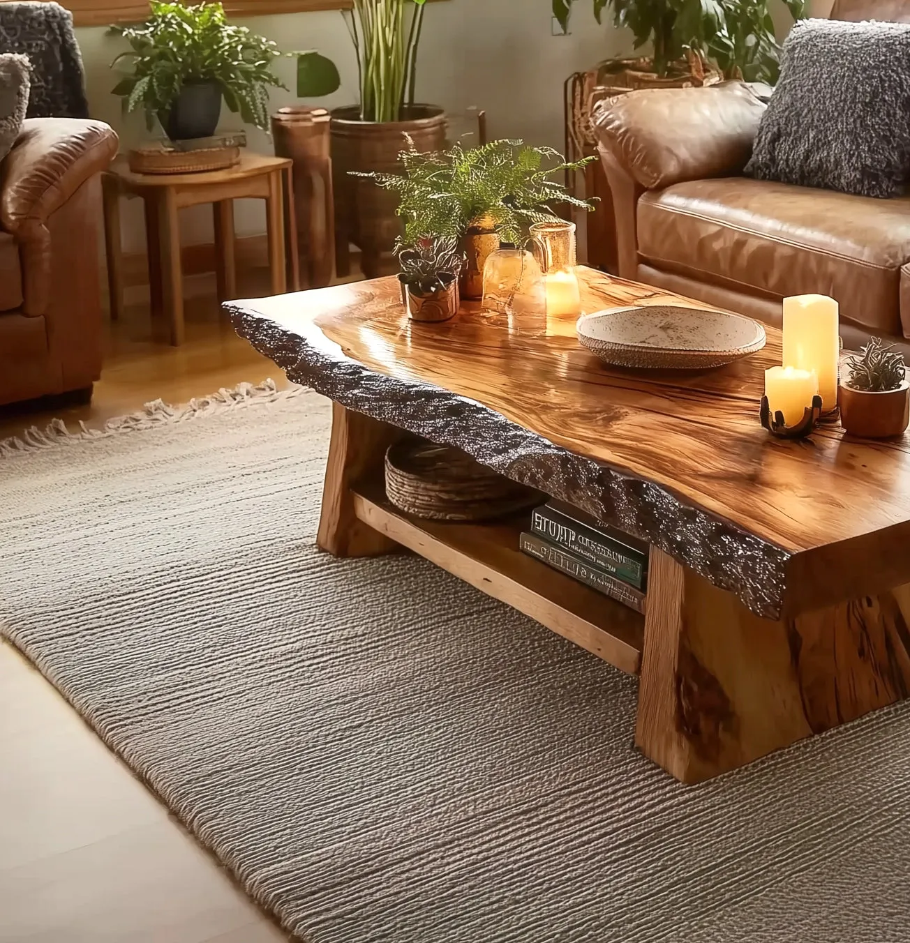 Coffee Table Side Table – Rustic Mid Century Handmade Vintage Furniture - Image 2
