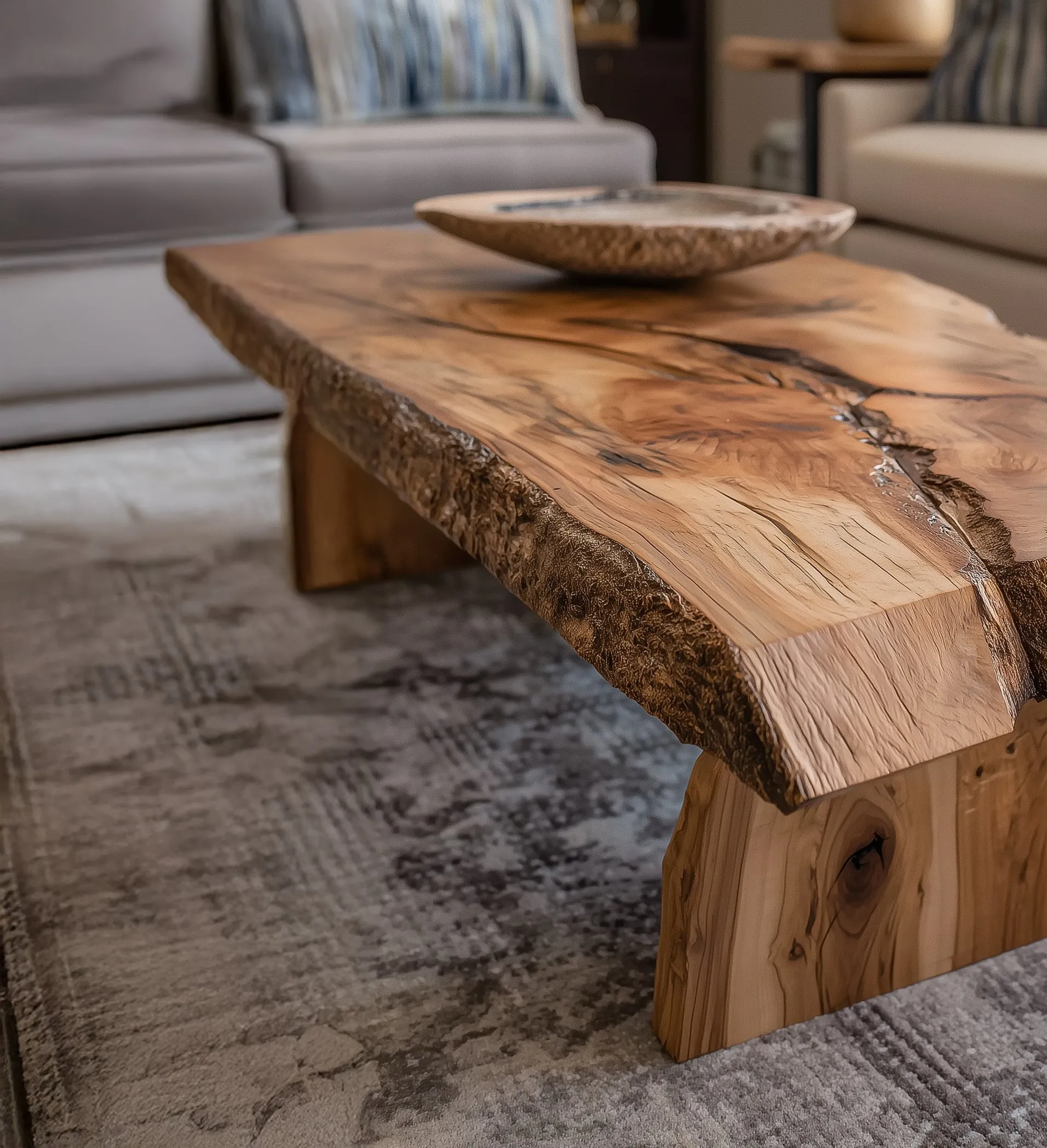 Live Edge Coffee Table – Handmade Solid Wood with Hairpin Legs for Rustic Modern Spaces - Image 2