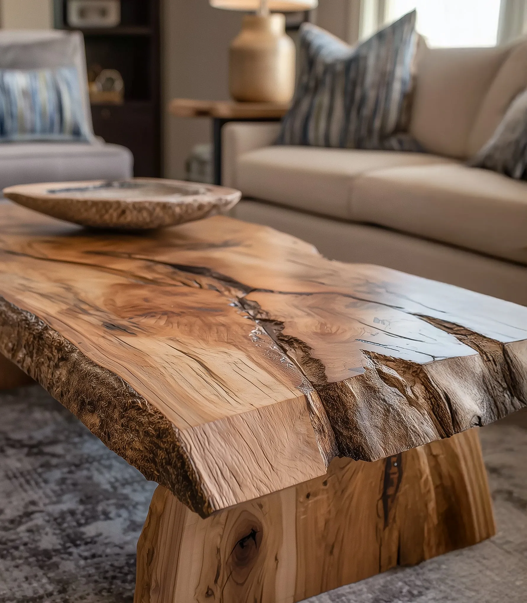 Live Edge Coffee Table – Handmade Solid Wood with Hairpin Legs for Rustic Modern Spaces - Image 4