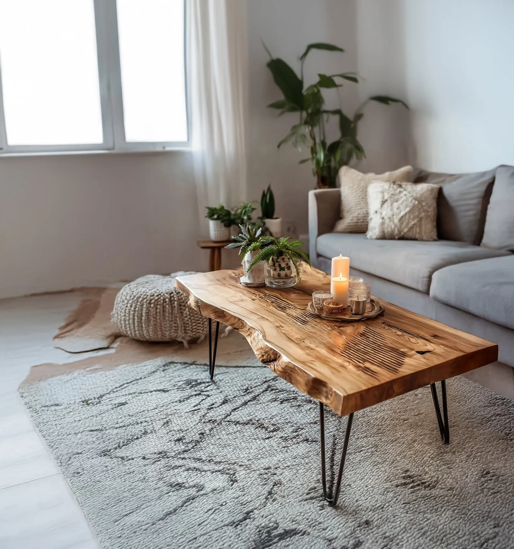Live Edge Coffee Table – Handmade Solid Wood Hairpin Legs for Rustic Modern Living Room - Image 2