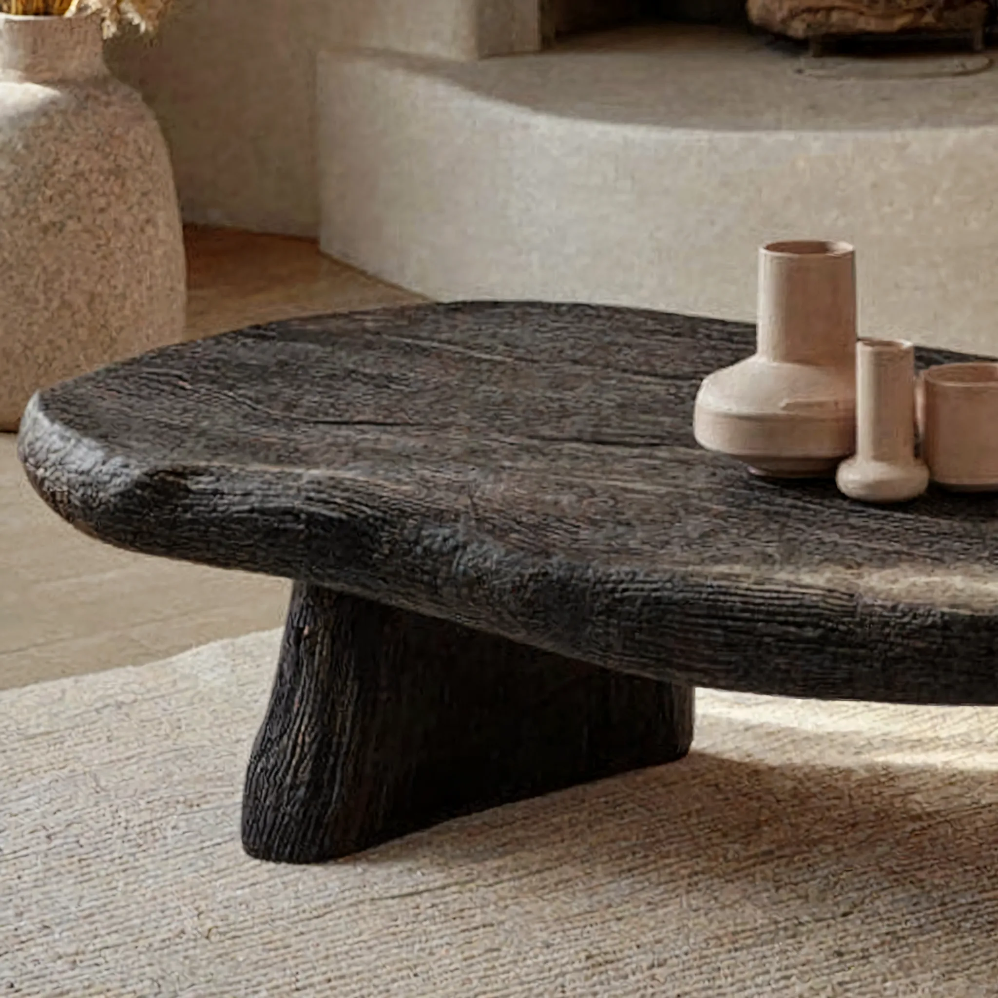 Handcrafted Driftwood Coffee Table – Reclaimed Live Edge Wood Farmhouse Table - Image 3