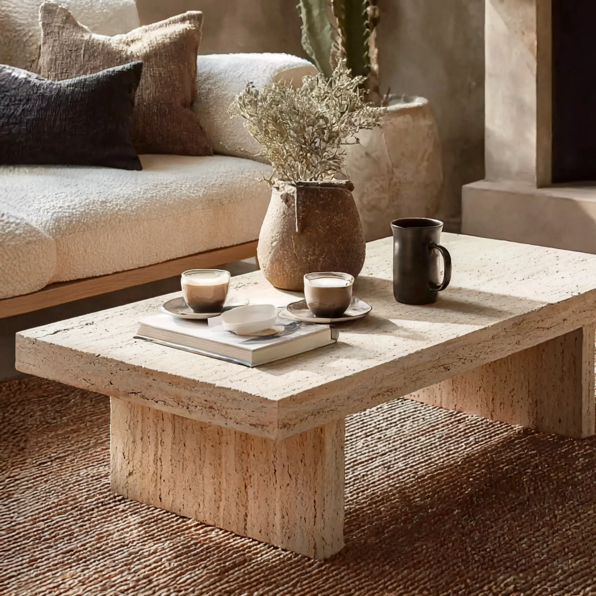 Rustic Handmade Wooden Coffee Table – Live Edge Solid Wood Trestle Farmhouse Rectangular End Table - Image 2