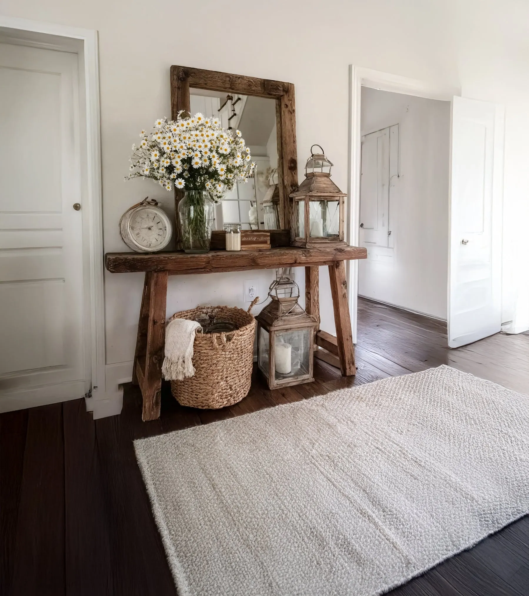 Rustic Farmhouse Console Table – Handmade Solid Wood Entryway Table with Natural Finish - Image 2