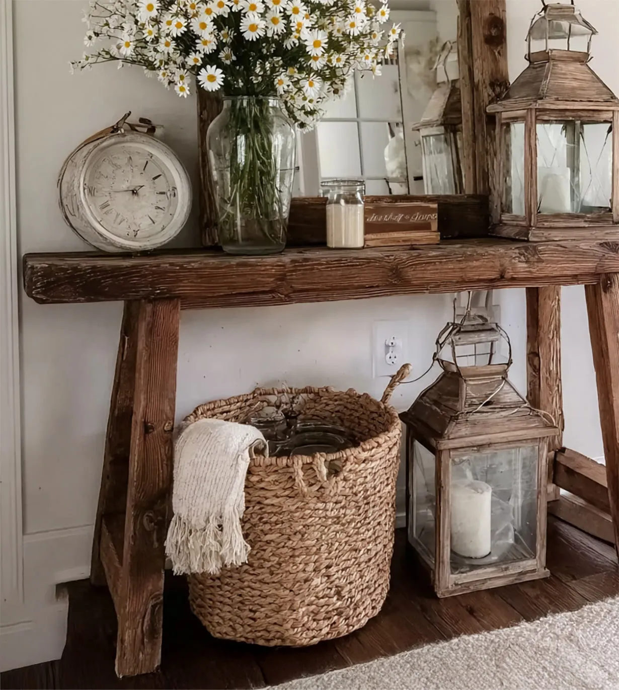 Rustic Farmhouse Console Table – Handmade Solid Wood Entryway Table with Natural Finish - Image 4
