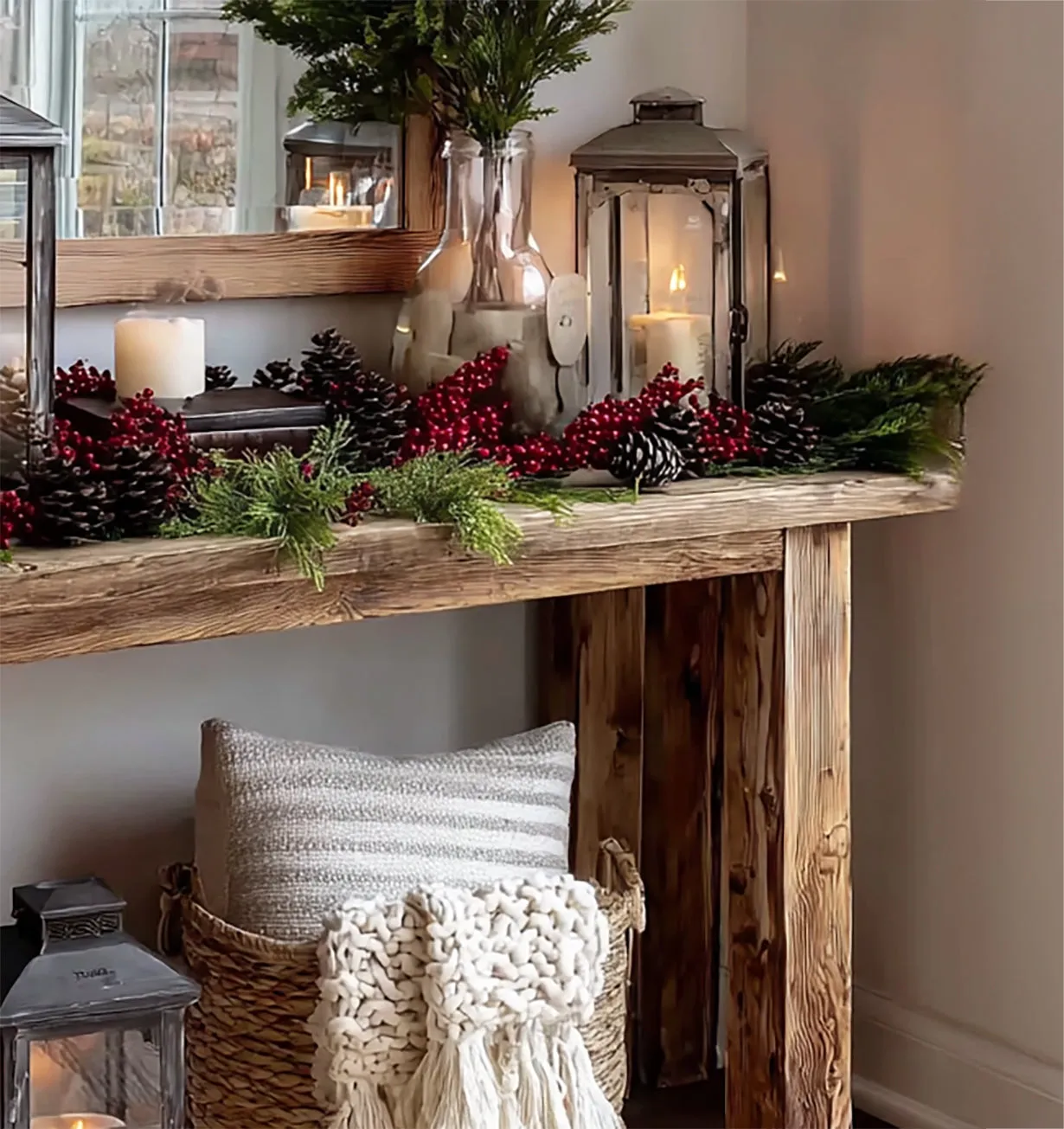 Rustic Farmhouse Console Table – Handmade Solid Wood Entryway Table with Natural Finish - Image 2