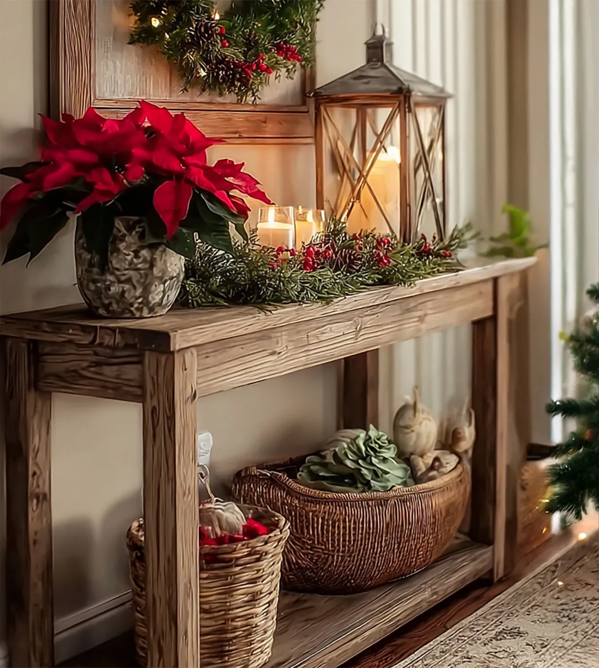 Rustic Farmhouse Console Table – Handmade Solid Wood Entryway & Narrow Hallway Table - Image 2