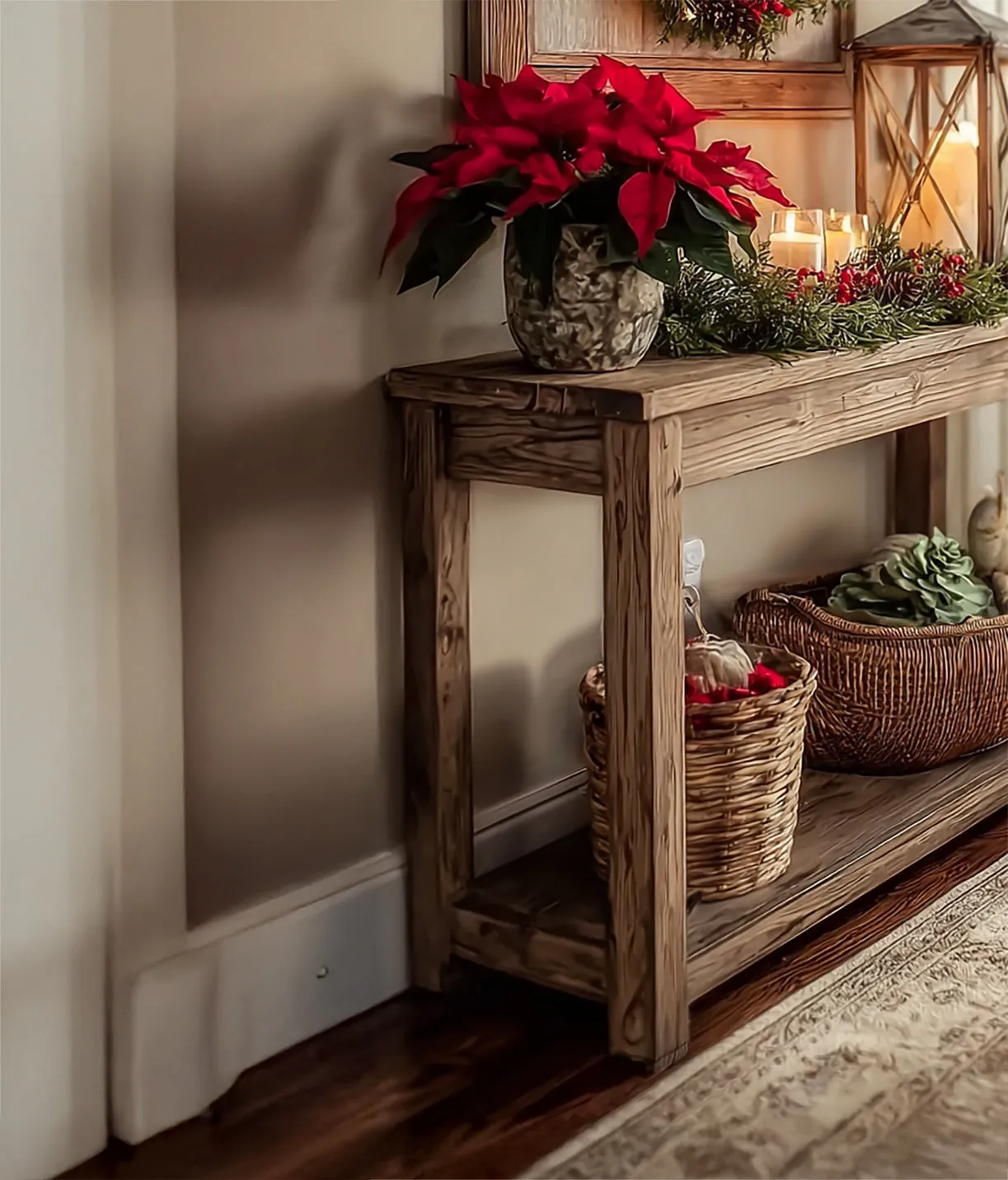 Rustic Farmhouse Console Table – Handmade Solid Wood Entryway & Narrow Hallway Table - Image 3