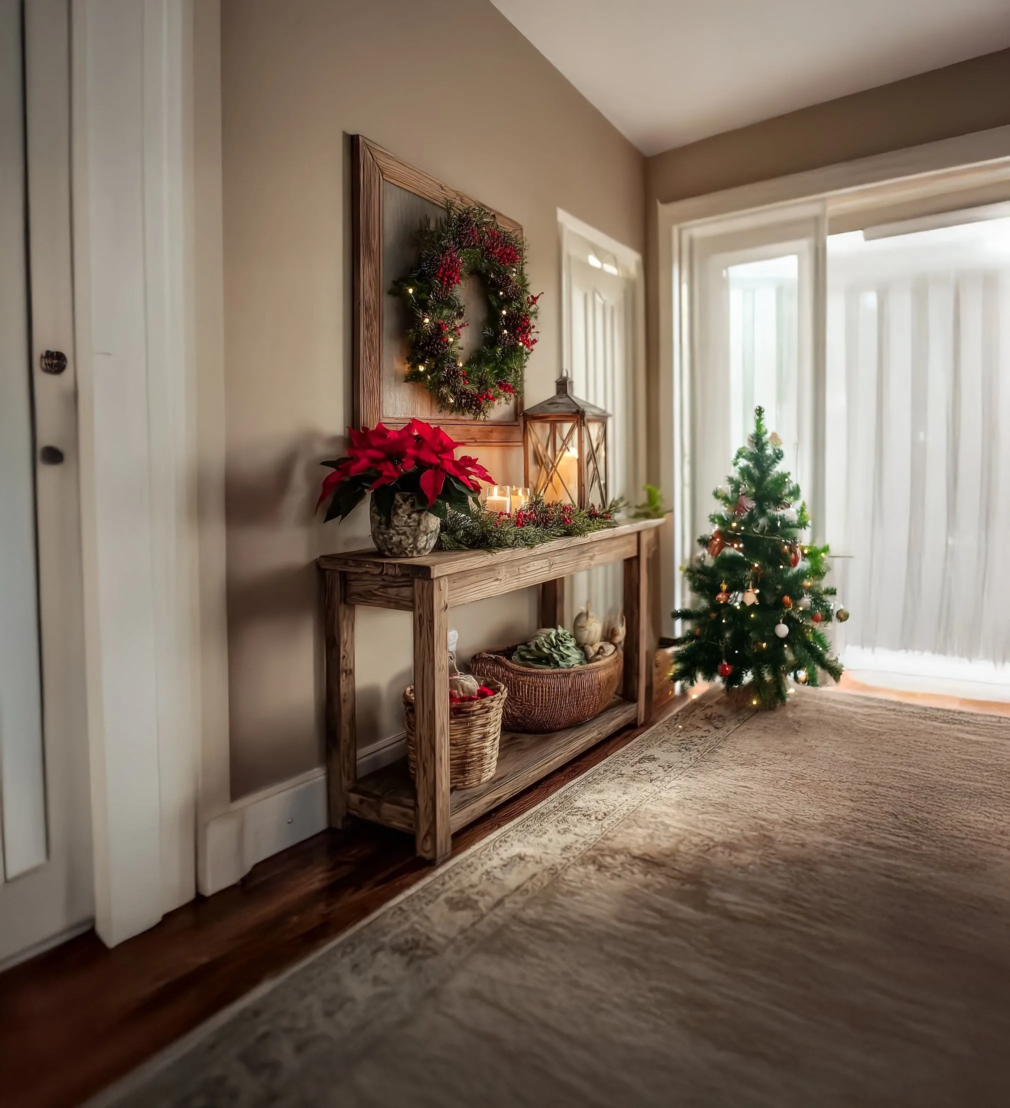 Rustic Farmhouse Console Table – Handmade Solid Wood Entryway & Narrow Hallway Table - Image 4