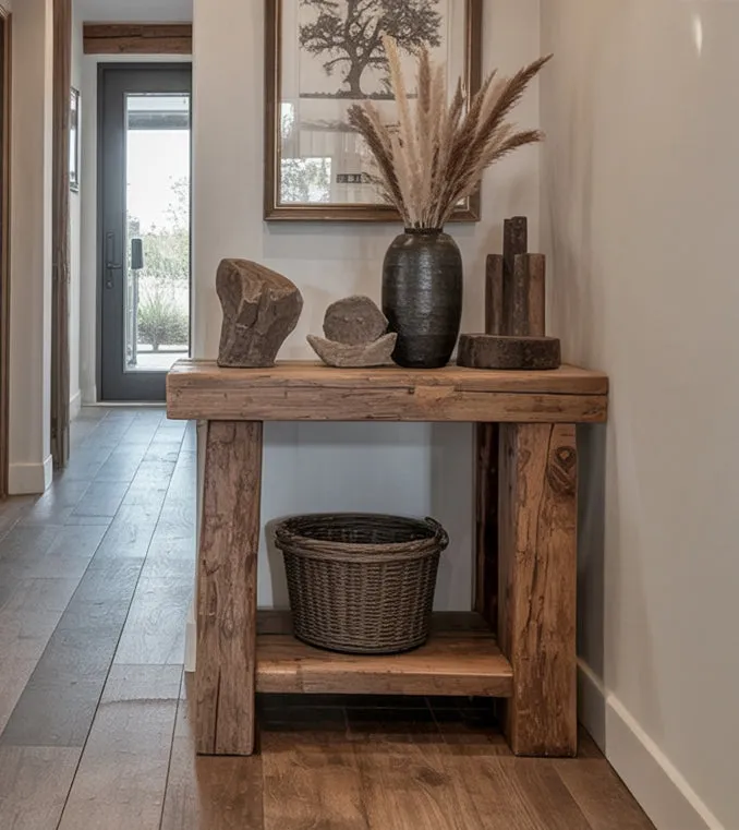 Rustic Farmhouse Console Table – Handmade Solid Wood Live Edge Hallway Entryway Sofa Table - Image 3