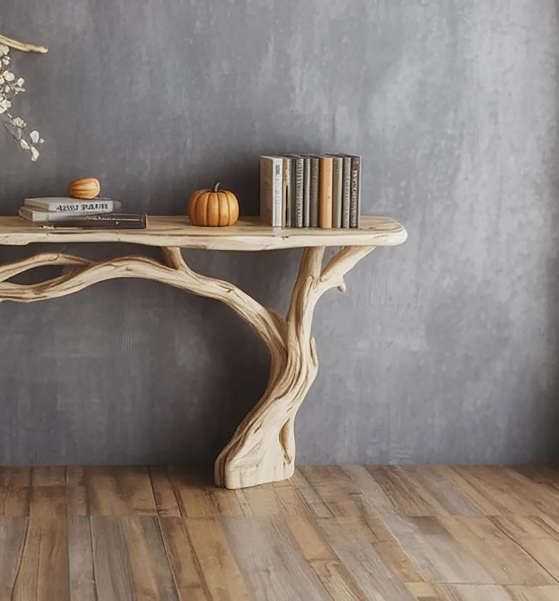 Narrow Floating Live Edge Console Table – Handmade Solid Wood Entryway Shelf - Image 3