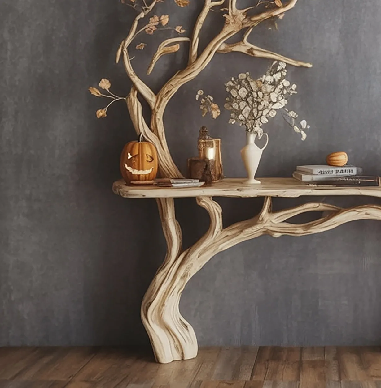 Narrow Floating Live Edge Console Table – Handmade Solid Wood Entryway Shelf - Image 4