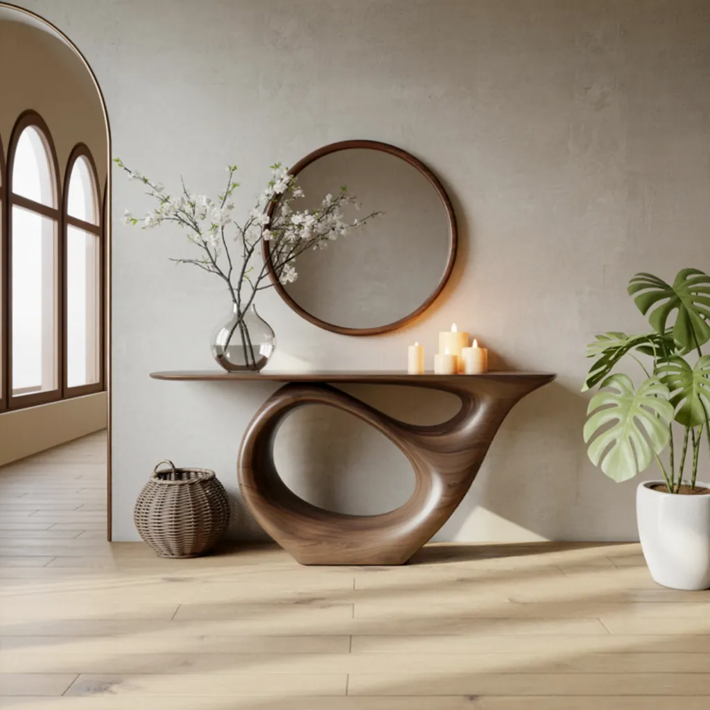 Console Table Handmade – Natural Solid Wood Live Edge Entry Table Furniture - Image 4