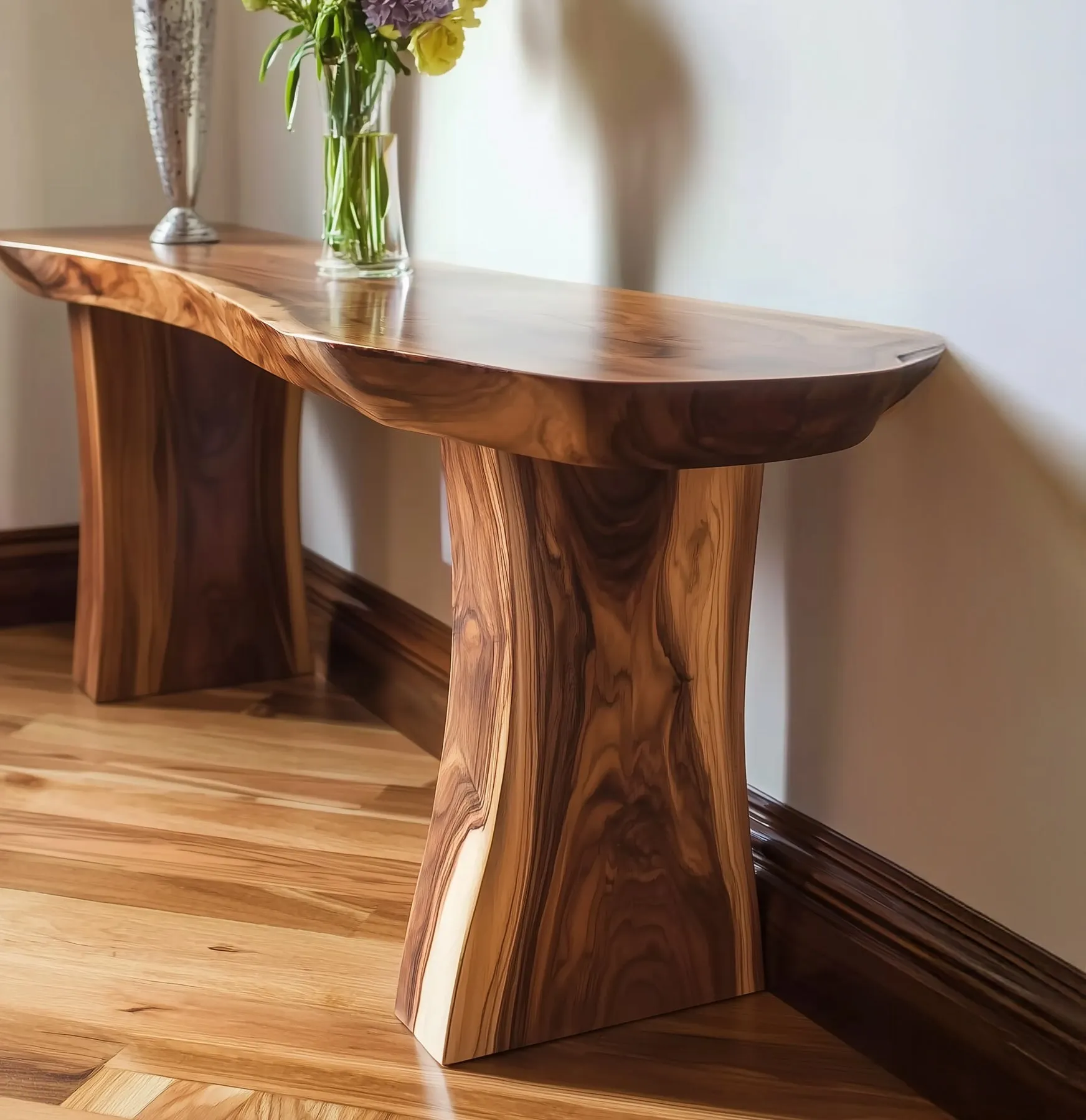 Rustic Solid Wood Console Table Farmhouse Hallway Console, Modern Wooden Sofa Table - Image 2