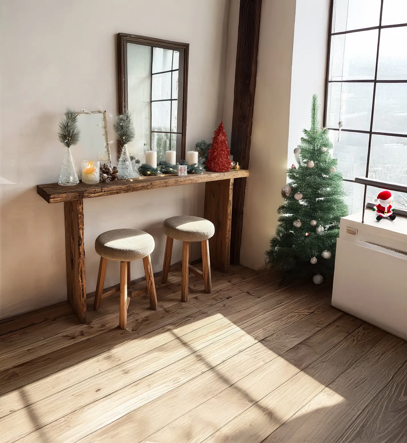 Rustic Solid Wood Console Table – Handmade Entryway Table for Holiday Decor - Image 2