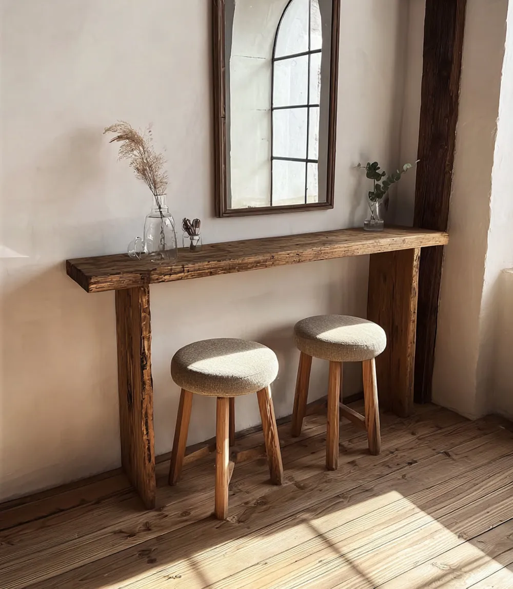 Rustic Solid Wood Console Table – Handmade Entryway Table for Holiday Decor - Image 4