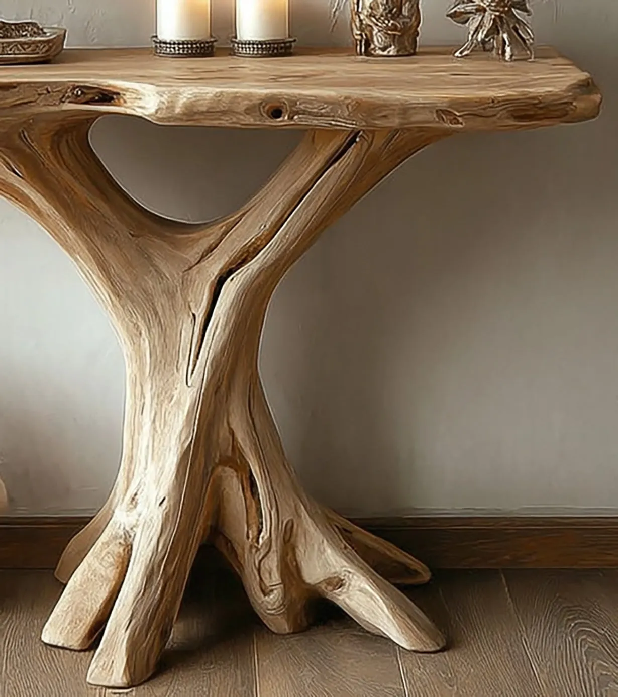 Rustic Tree Root Console Table – Handmade Live Edge Hallway Table for Cabin & Farmhouse - Image 4