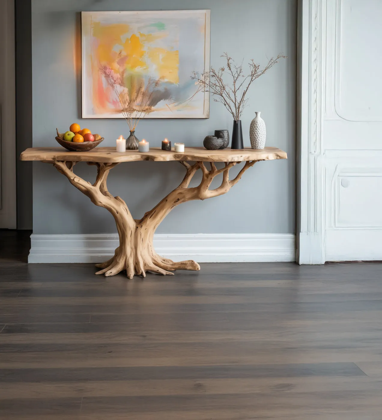 Live Edge Narrow Entryway Console Table – Handmade Rustic Farmhouse Wood - Image 2