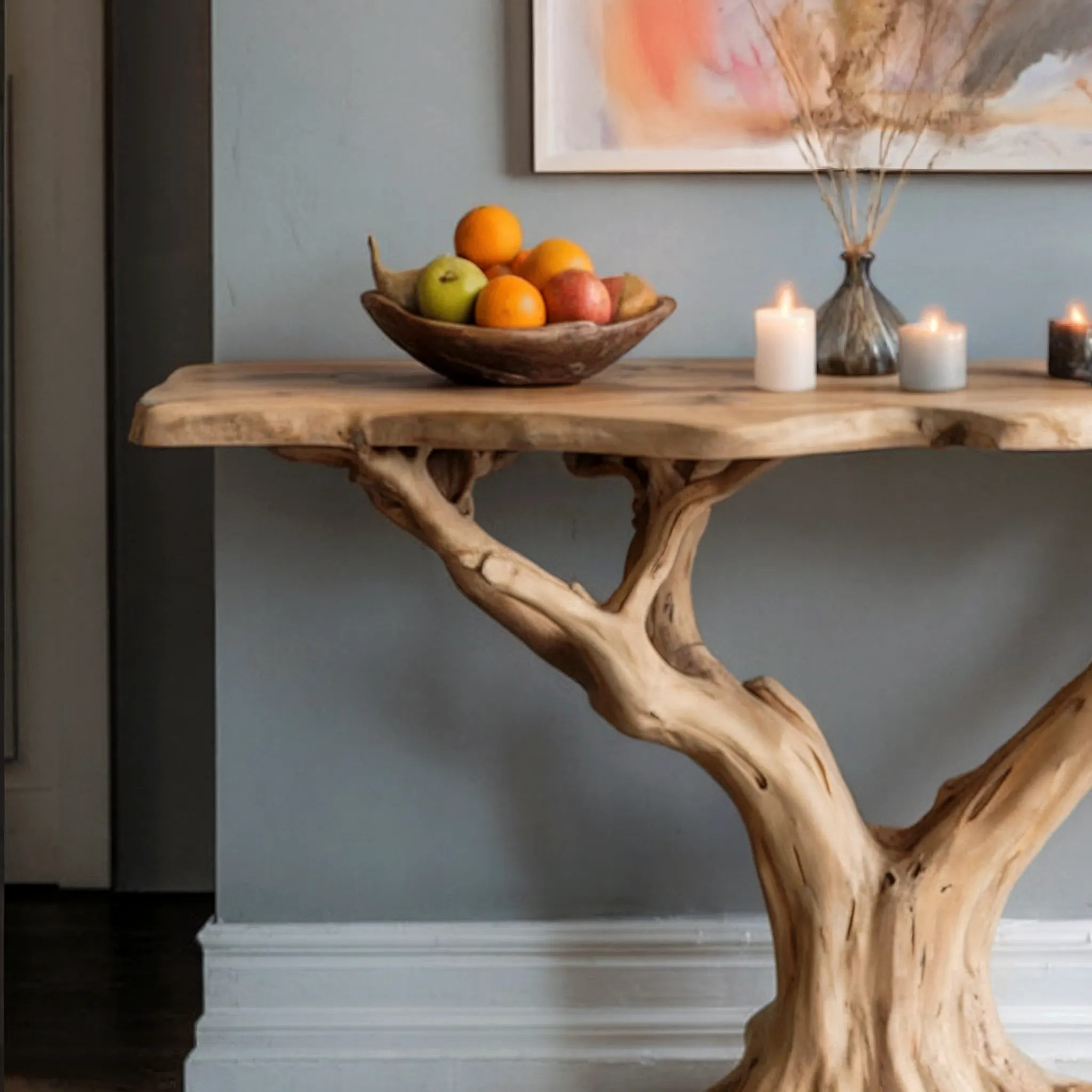 Live Edge Narrow Entryway Console Table – Handmade Rustic Farmhouse Wood - Image 3