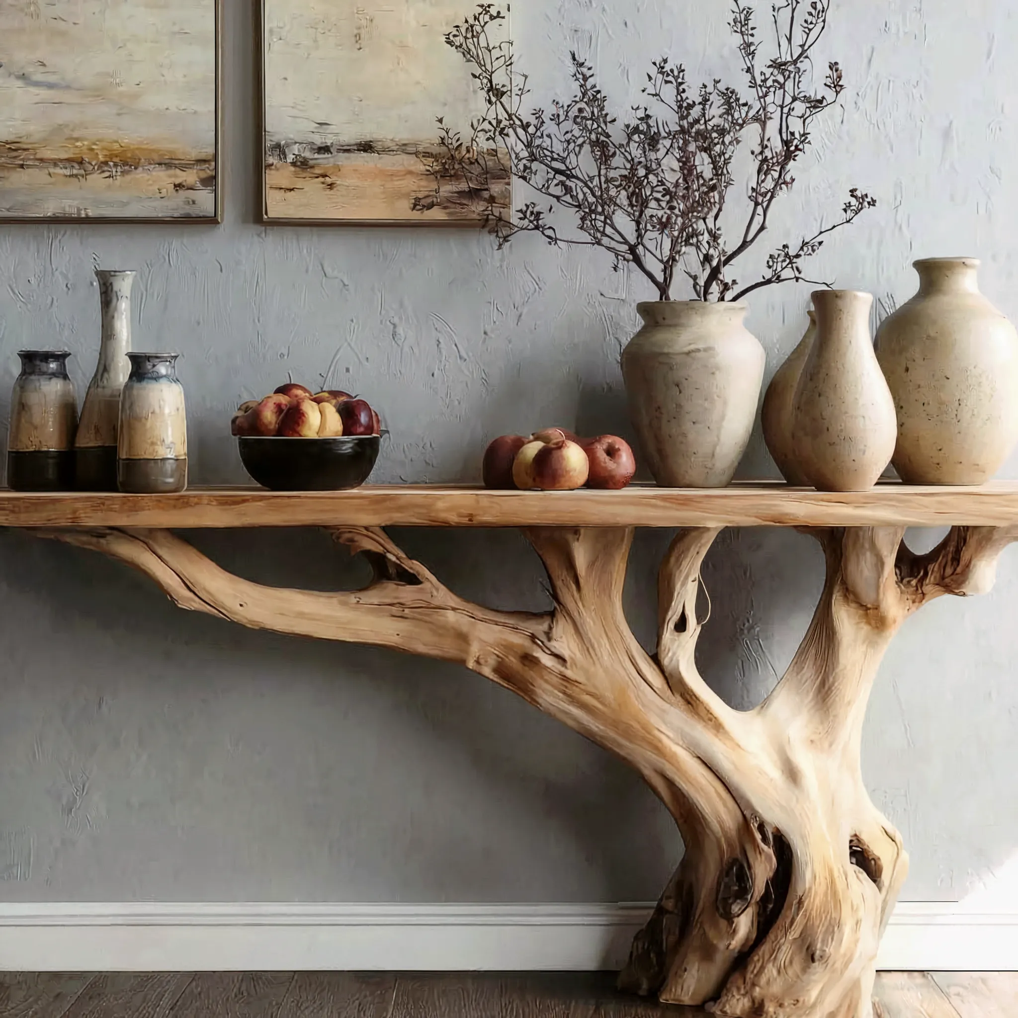 Handmade Wooden Entry Way Table – Rustic Console & Modern Side Wall Table - Image 2