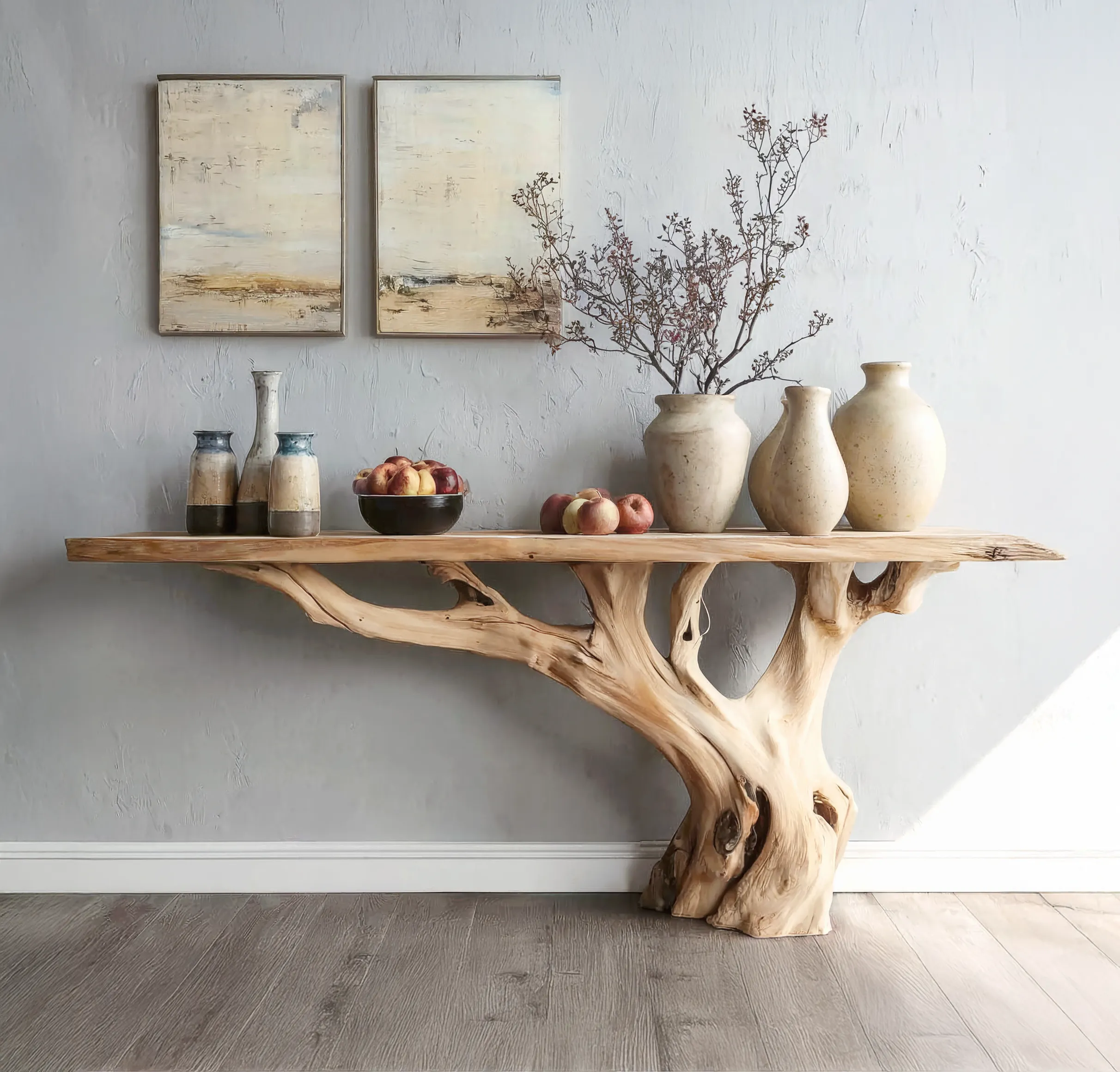 Handmade Wooden Entry Way Table – Rustic Console & Modern Side Wall Table - Image 4