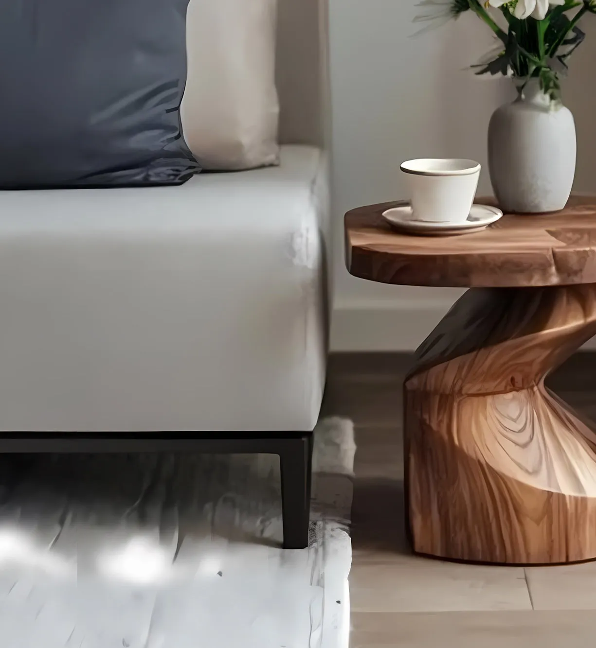 Handcrafted Solid Wood Spiral Side Table – Unique Sculptural End Table - Image 3