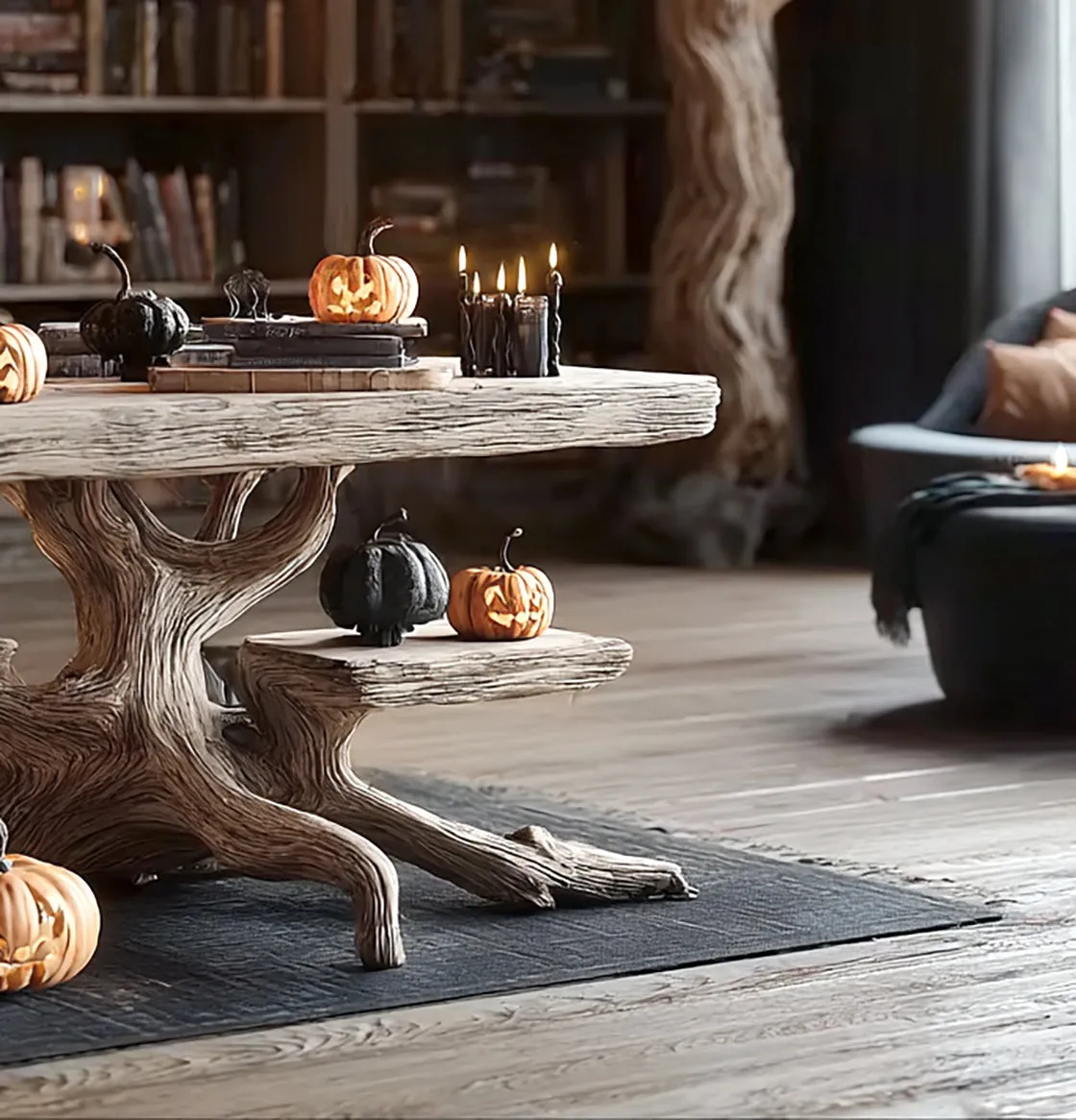 Rustic Side Table – Handmade Farmhouse Live Edge Solid Wood Coffee Table - Image 4