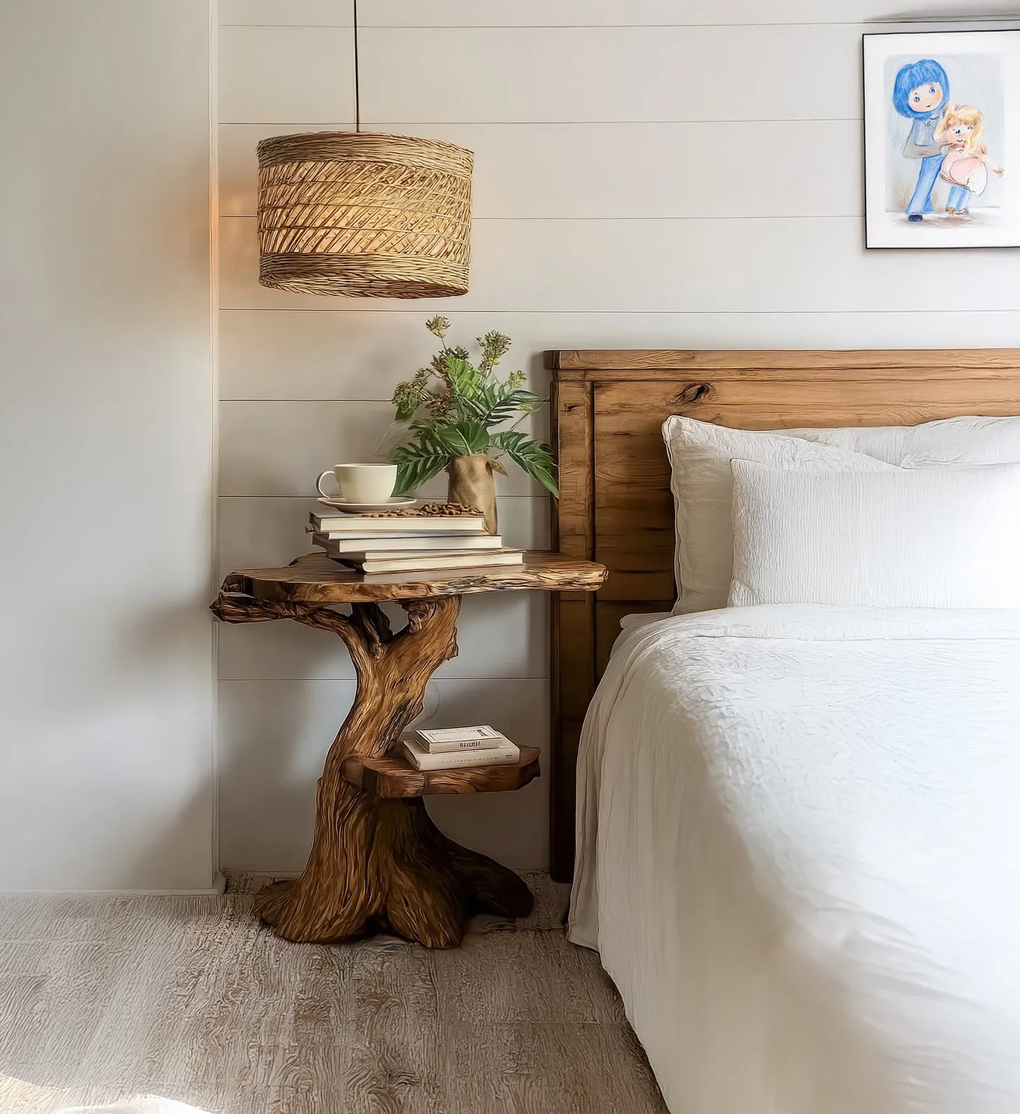 Rustic Solid Wood Table – Handmade Farmhouse Side & Round End Table, Live Edge Coffee Table - Image 2