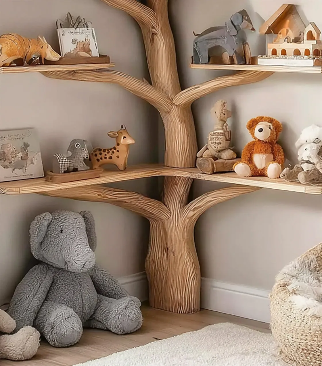 Kids Tree Bookshelf – Wooden Tree Shaped Bookcase for Nursery or Playroom - Image 2
