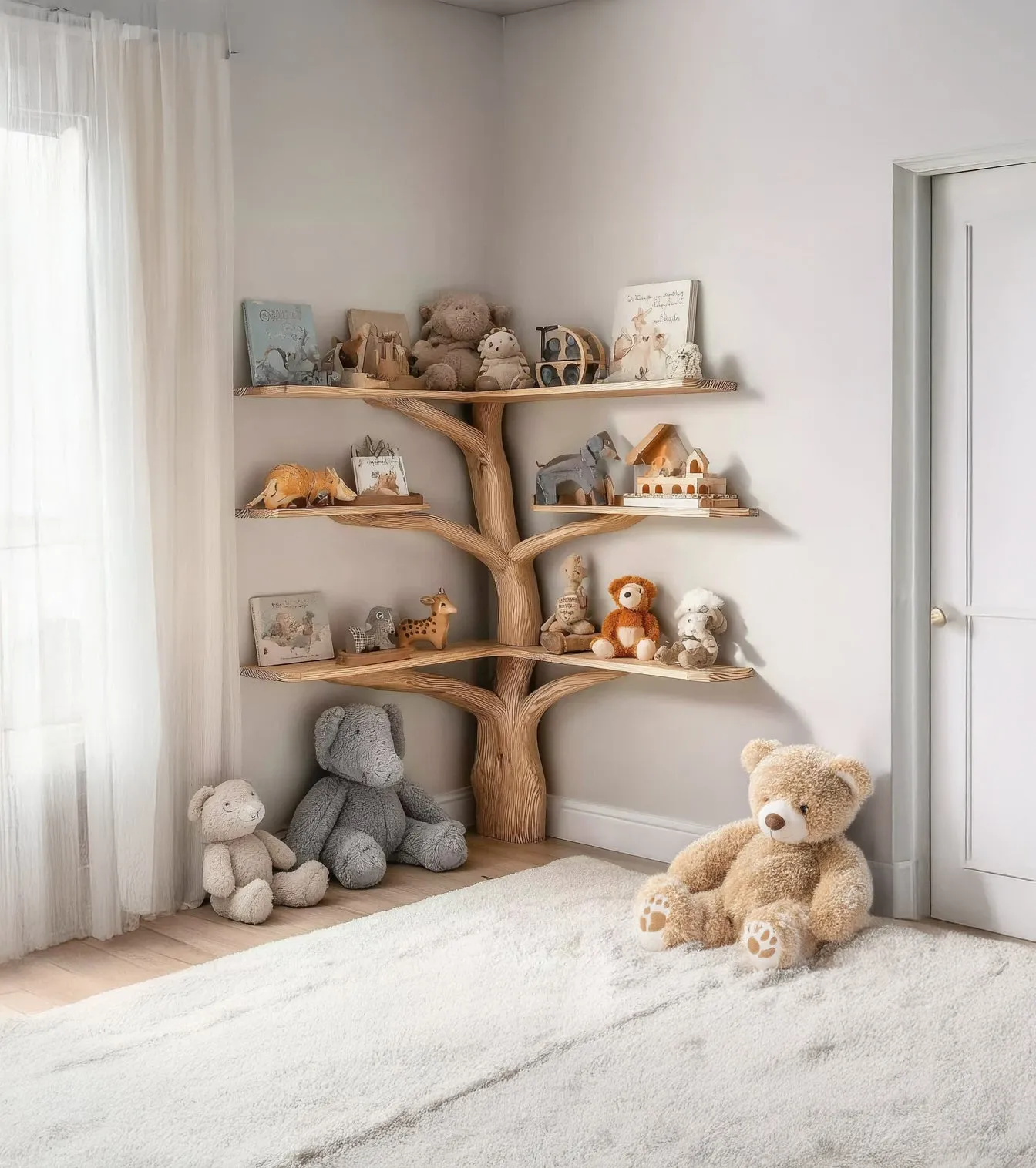 Kids Tree Bookshelf – Wooden Tree Shaped Bookcase for Nursery or Playroom - Image 3