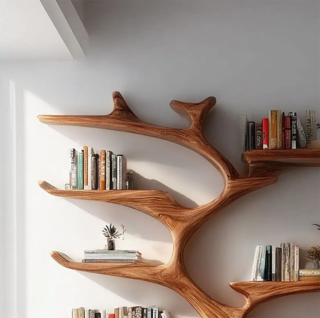 Rustic Tree Bookshelf – Handmade Wooden Bookcase, Unique Wall Decor for Book Lovers - Image 4