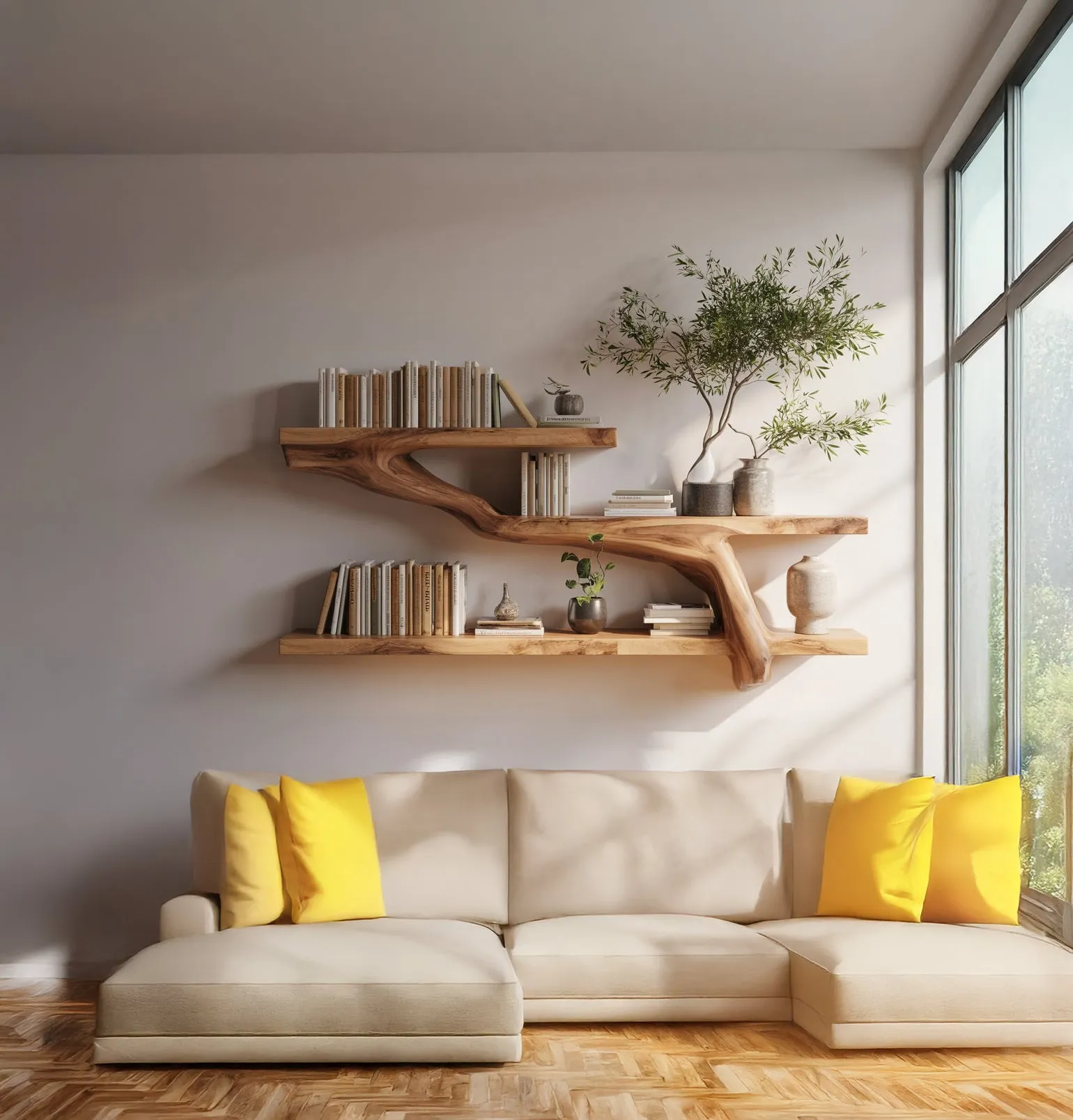 Live Edge Tree Branch Wall Shelf – Handmade Solid Wood Floating Shelf Decor - Image 3