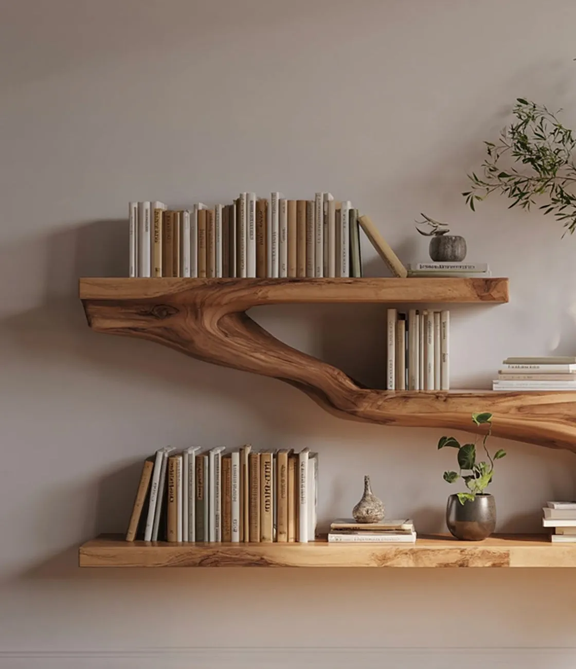 Live Edge Tree Branch Wall Shelf – Handmade Solid Wood Floating Shelf Decor - Image 4