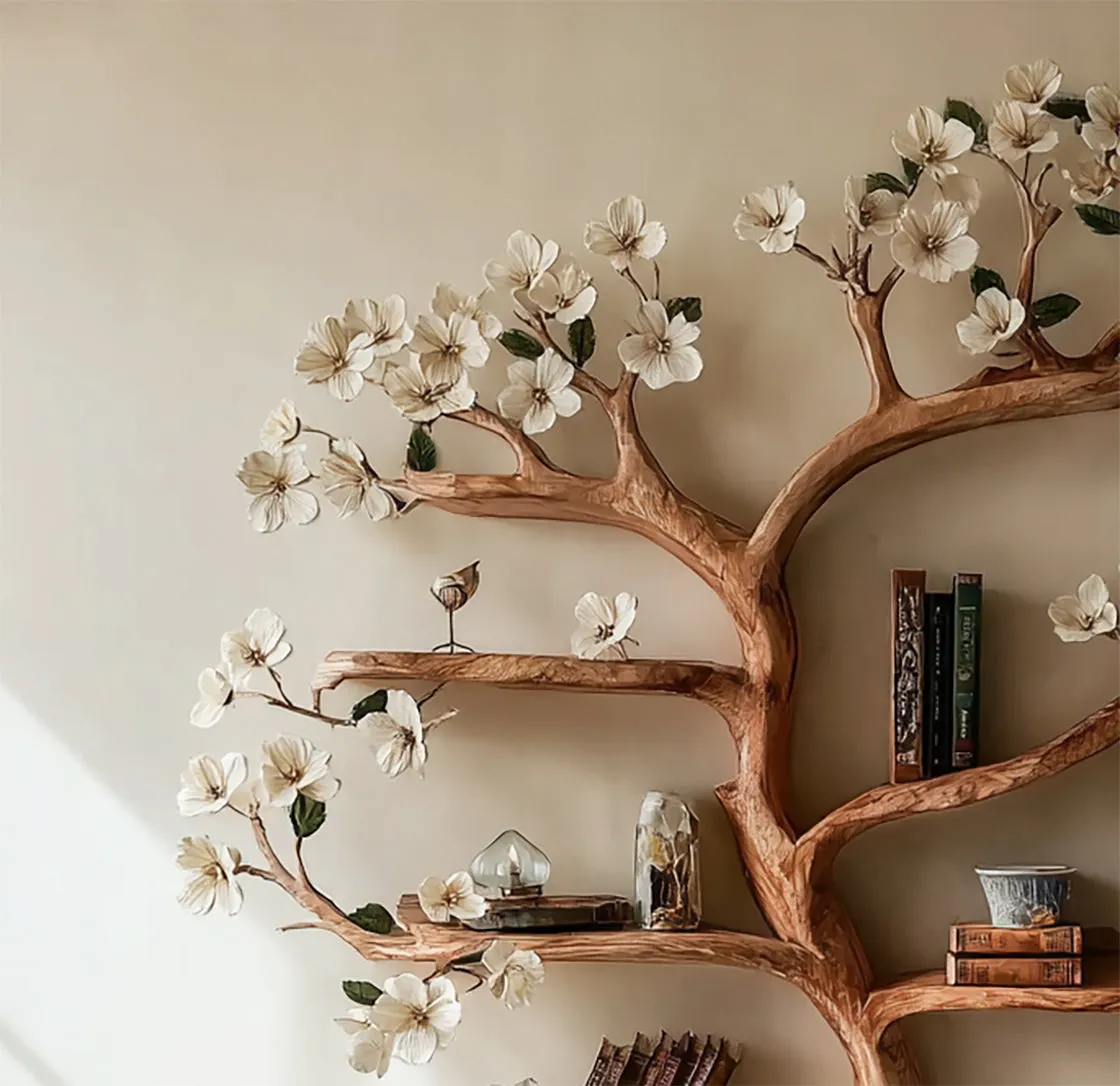 Rustic Wooden Tree Bookshelf – Handmade Bookcase for Home Decor & Book Lovers - Image 2