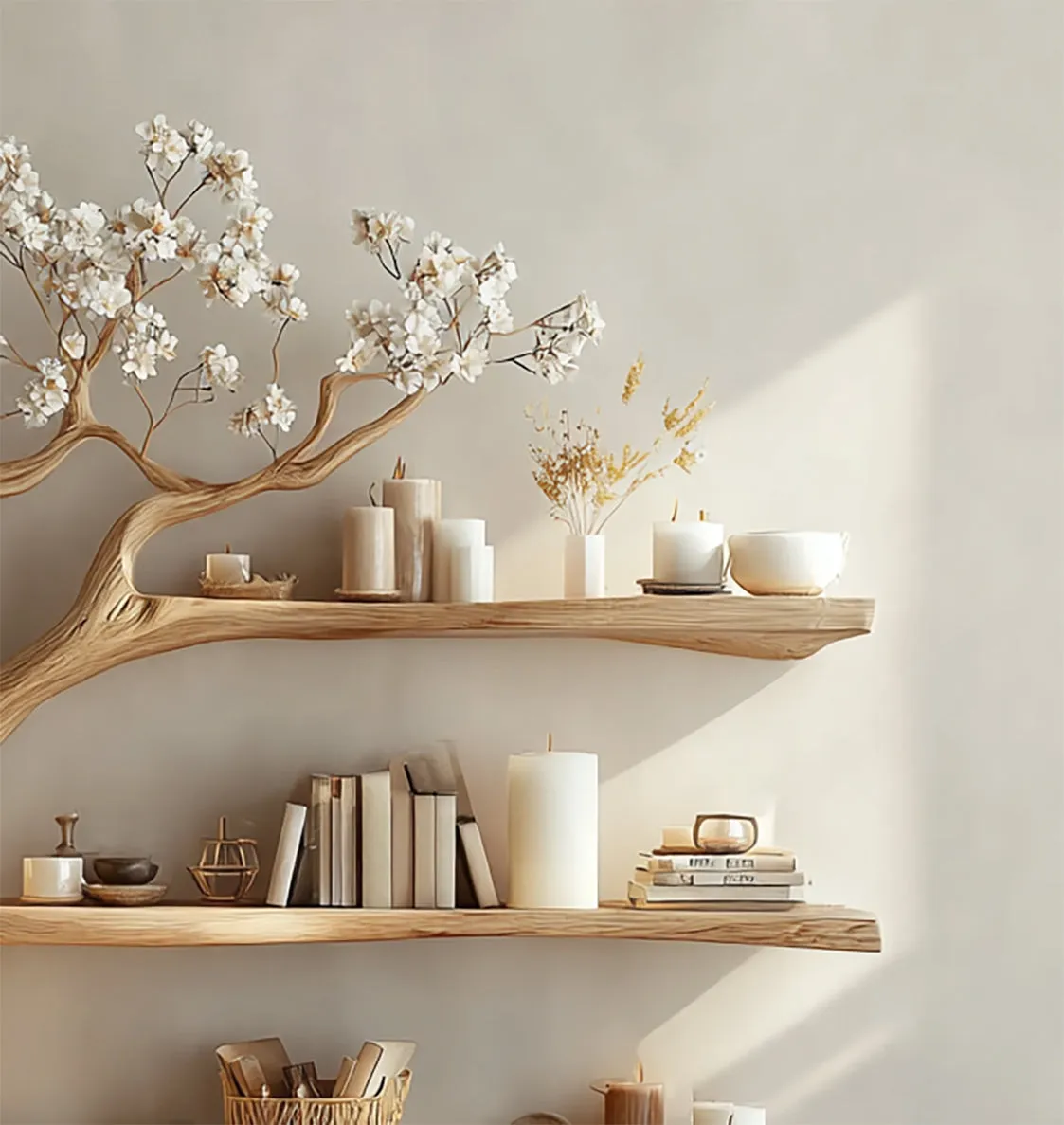 Rustic Wooden Bookcase – Handmade Tree Bookshelf, Unique Home Decor Gift - Image 2