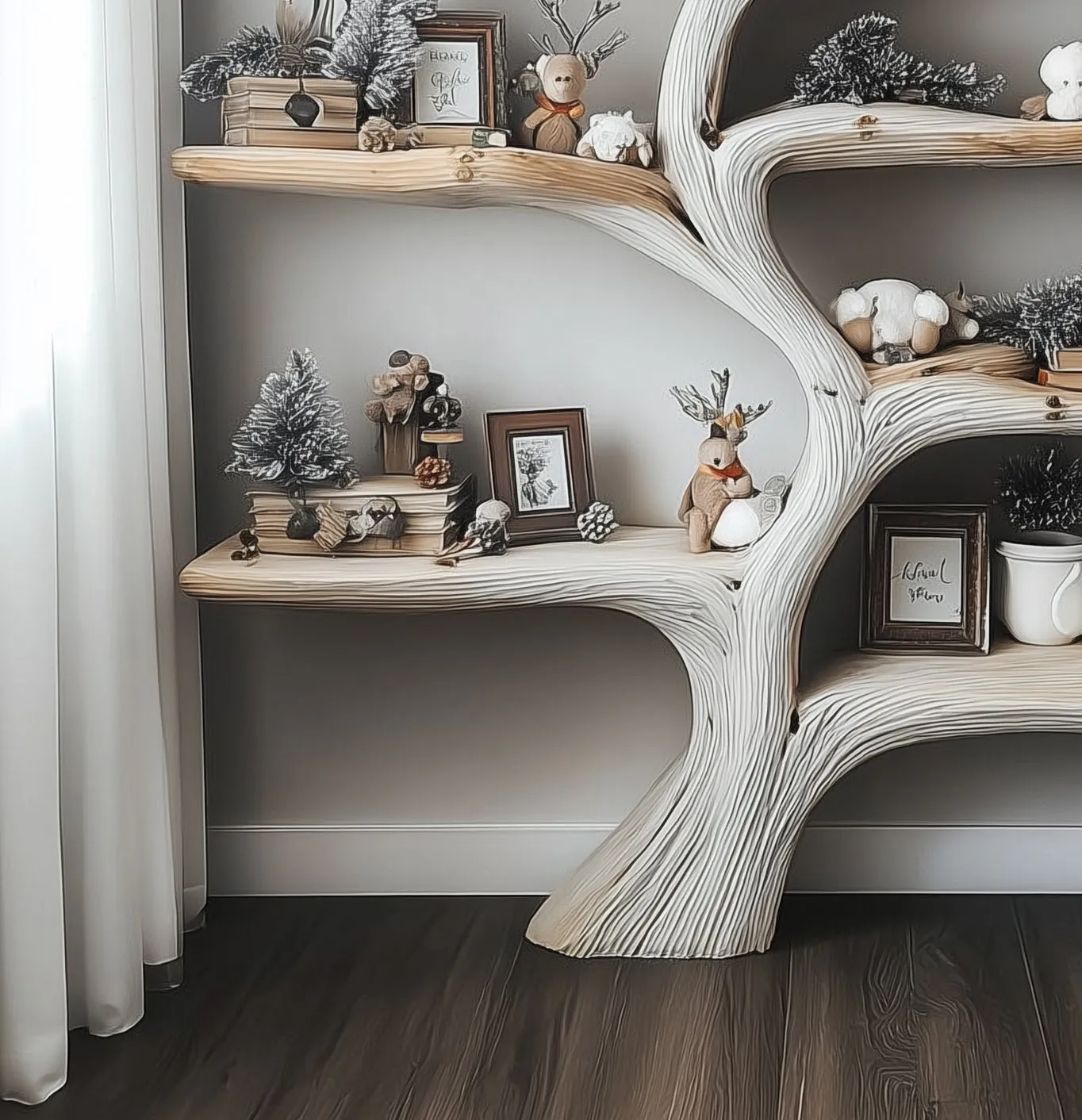 Montessori-Inspired Tree Bookshelf – Handmade Wooden Wall Shelf for Kids Room - Image 4
