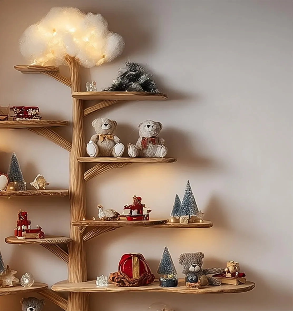 Baby Room Decoration Tree Shelf – Handmade Solid Wood Bedroom Decor Gift - Image 3
