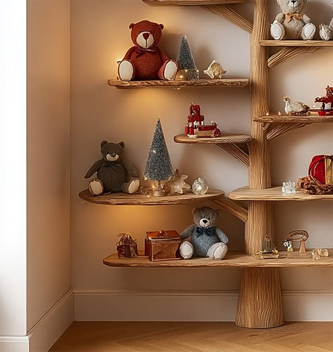 Baby Room Decoration Tree Shelf – Handmade Solid Wood Bedroom Decor Gift - Image 4