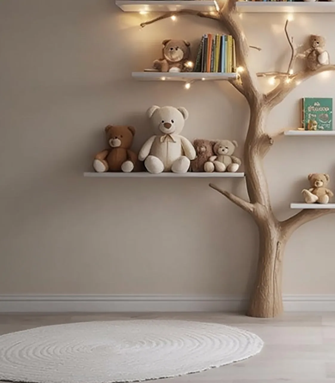 Tree Kids Bookshelf – Handmade Natural Wood Shelf for Baby Room Decor - Image 3