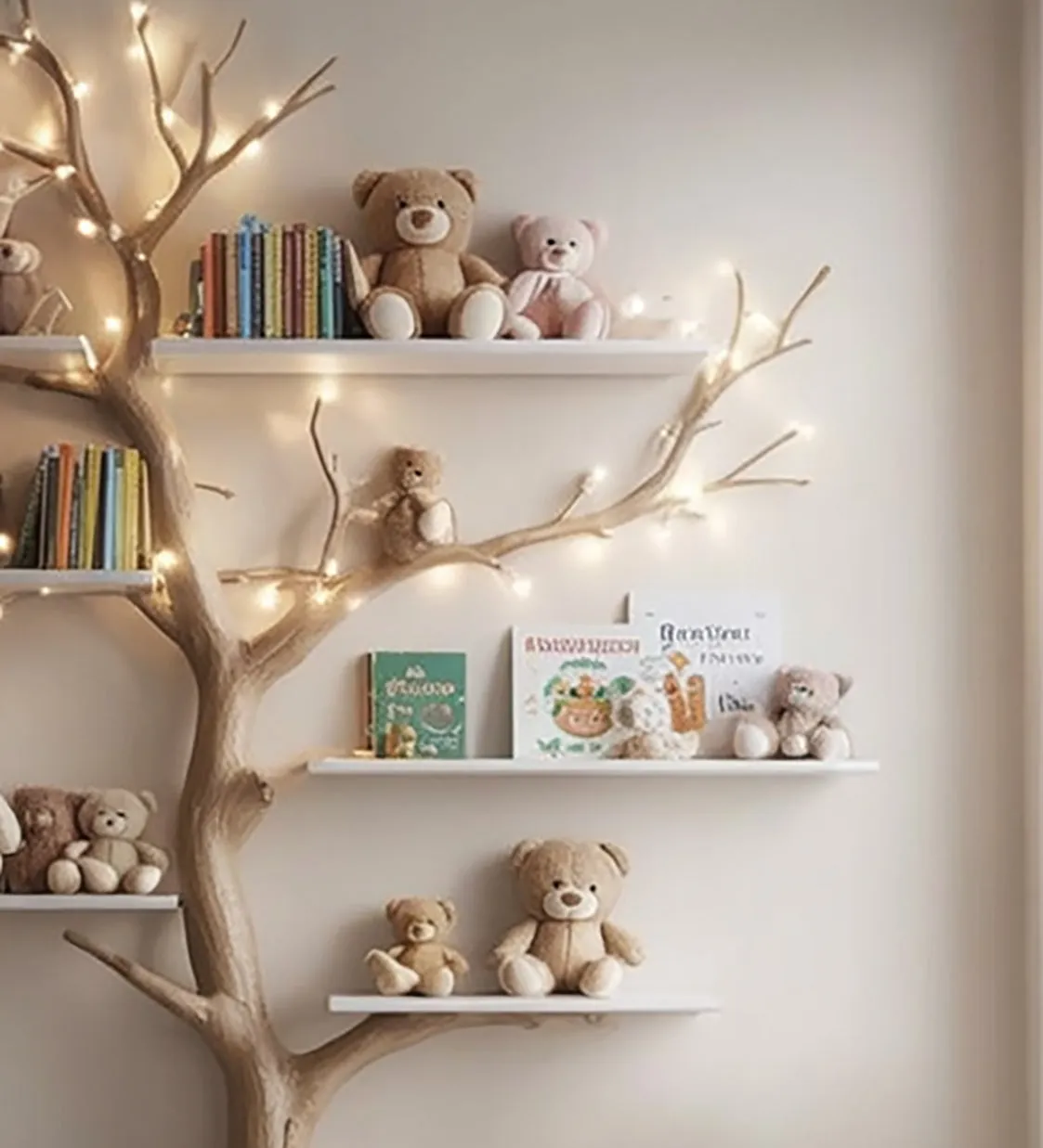 Tree Kids Bookshelf – Handmade Natural Wood Shelf for Baby Room Decor - Image 4