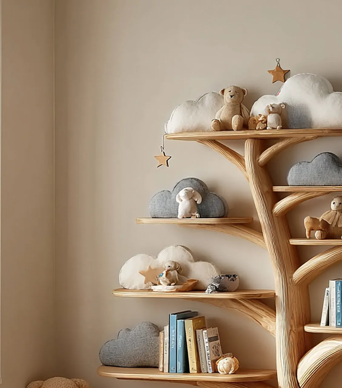 Handmade Kids Bookcase – Solid Wood Floating Shelves for Nursery & Montessori Display - Image 2