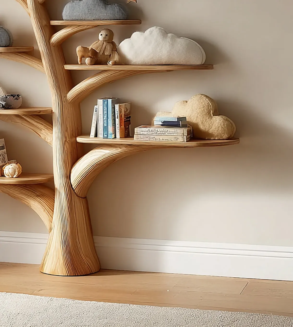 Handmade Kids Bookcase – Solid Wood Floating Shelves for Nursery & Montessori Display - Image 4